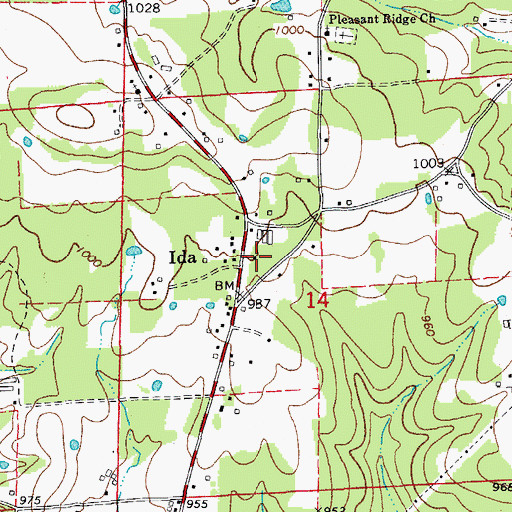 Topographic Map of Ida, AR