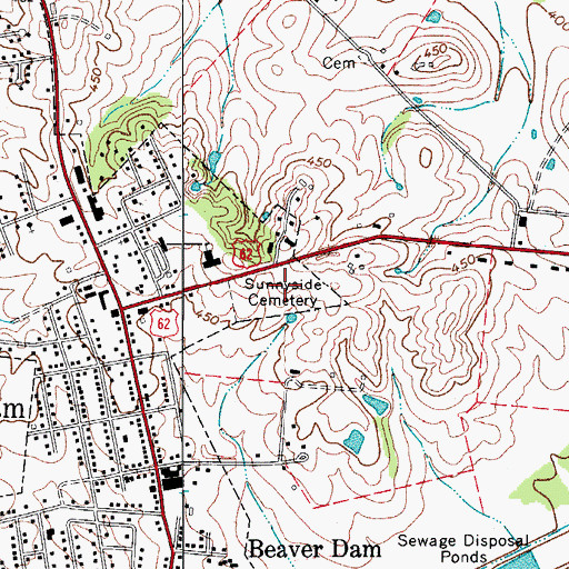 Topographic Map of Sunnyside Cemetery, KY