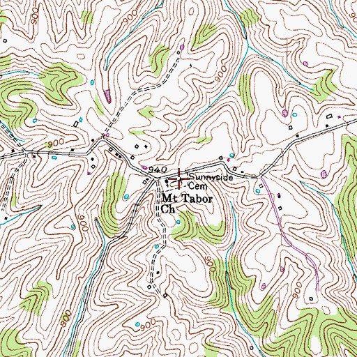 Topographic Map of Sunnyside Cemetery, KY