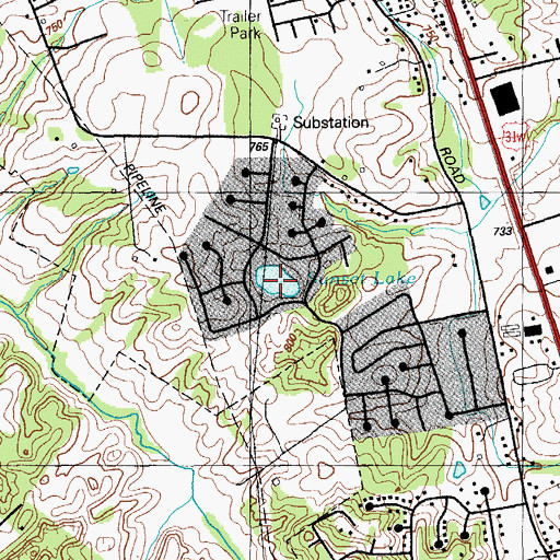 Topographic Map of Sunset Lake, KY