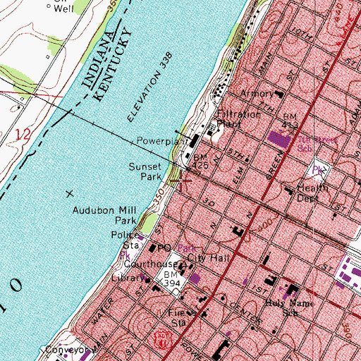 Topographic Map of Sunset Park, KY