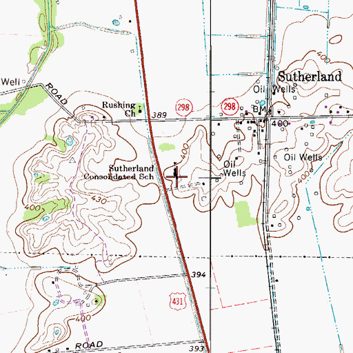 Topographic Map of Sutherland Consolidated School, KY