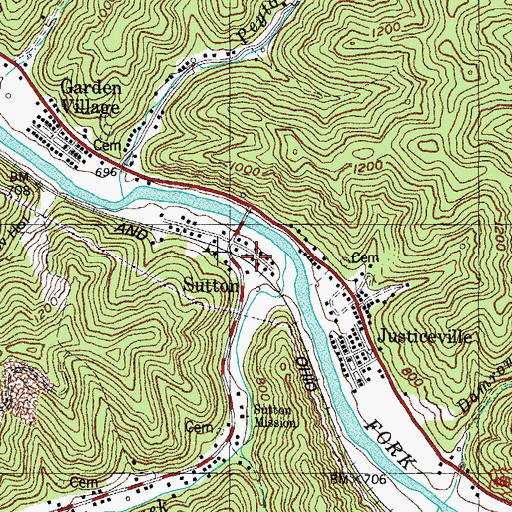 Topographic Map of Sutton, KY
