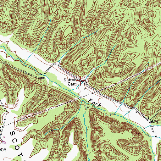 Topographic Map of Sutton Cemetery, KY