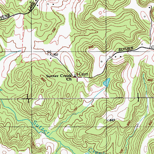 Topographic Map of Sutzer Creek Church, KY