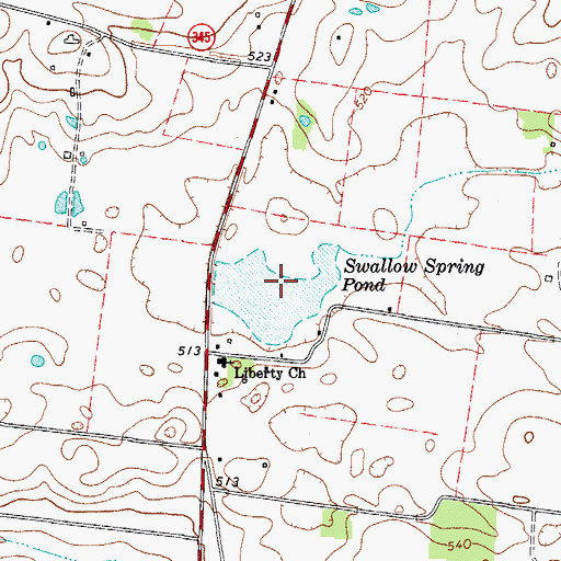 Topographic Map of Swallow Spring Pond, KY