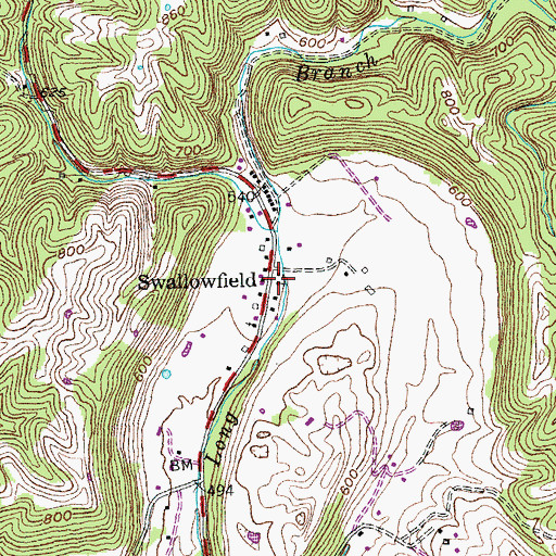 Topographic Map of Swallowfield, KY