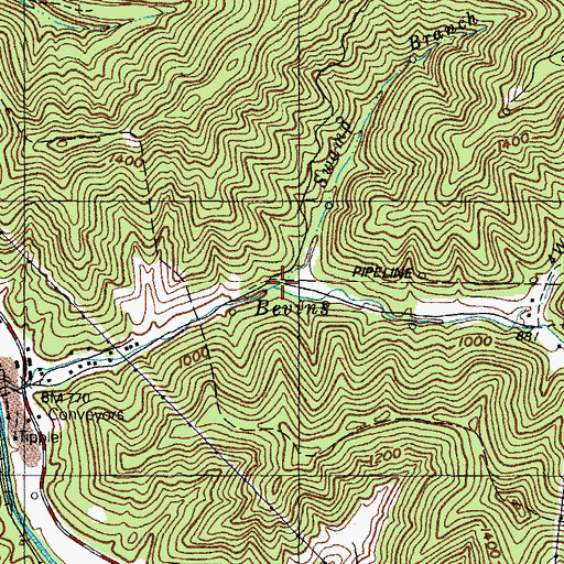 Topographic Map of Swamp Branch, KY