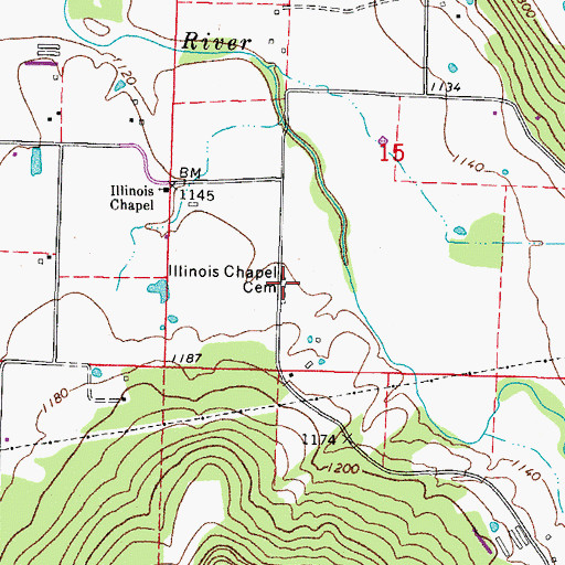 Topographic Map of Illinois Chapel Cemetery, AR