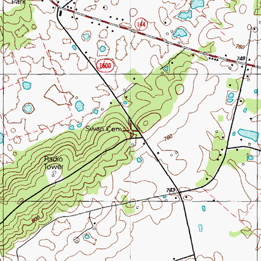 Topographic Map of Swan Cemetery, KY
