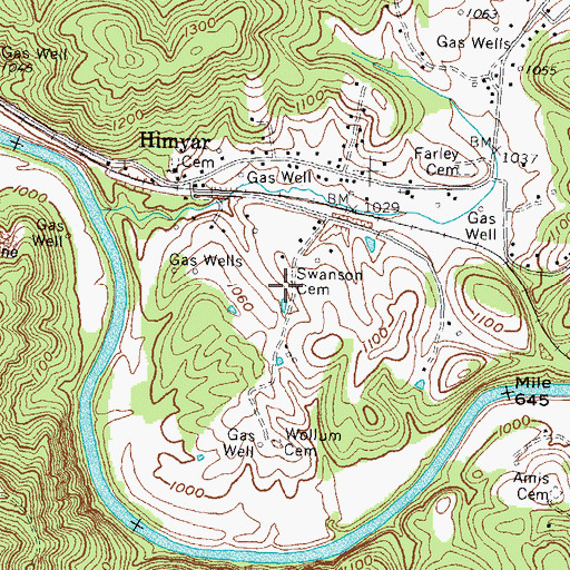 Topographic Map of Swanson Cemetery, KY