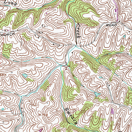 Topographic Map of Sweazy Creek, KY