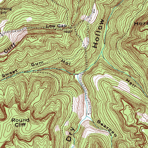 Topographic Map of Sweet Gum Hollow, KY