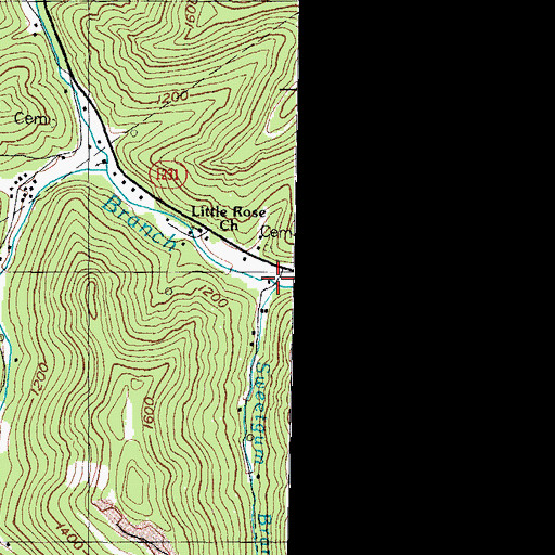 Topographic Map of Sweetgum Branch, KY