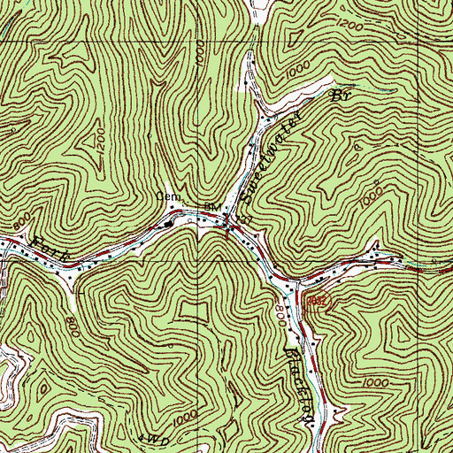 Topographic Map of Sweetwater Branch, KY