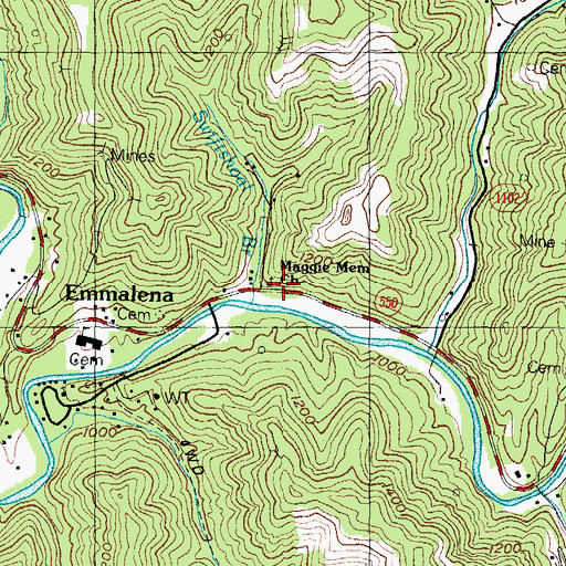 Topographic Map of Swiftshoal Branch, KY