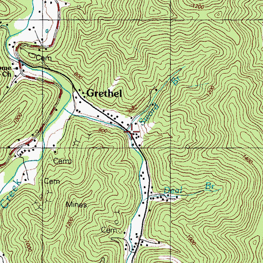 Topographic Map of Sword Branch, KY