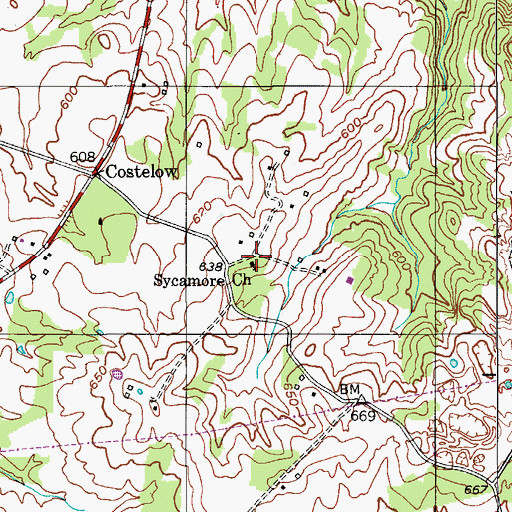 Topographic Map of Sycamore Church, KY