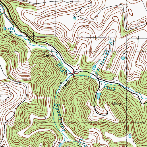 Topographic Map of Sycamore Creek, KY