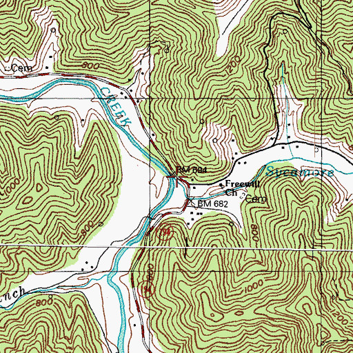 Topographic Map of Sycamore Creek, KY