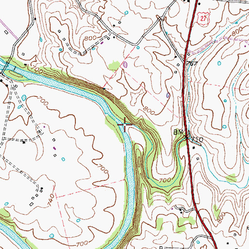 Topographic Map of Sycamore Creek, KY