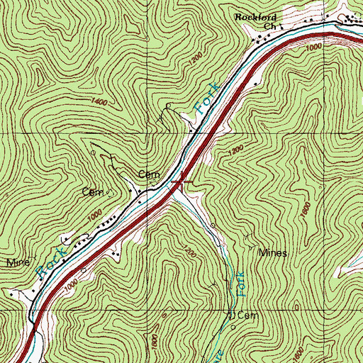 Topographic Map of Sycamore Fork, KY