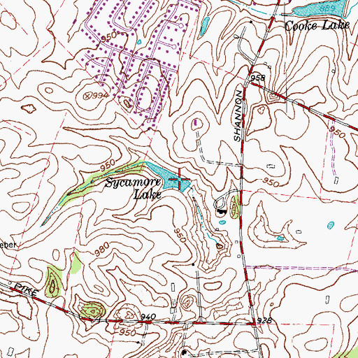 Topographic Map of Sycamore Lake, KY
