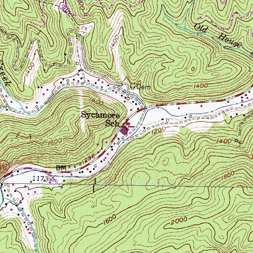 Topographic Map of Sycamore School, KY