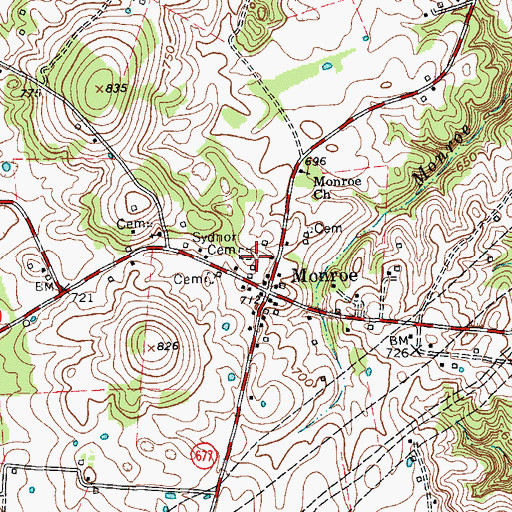Topographic Map of Sydnor Cemetery, KY