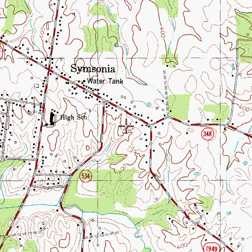 Topographic Map of Symsonia Cemetery, KY