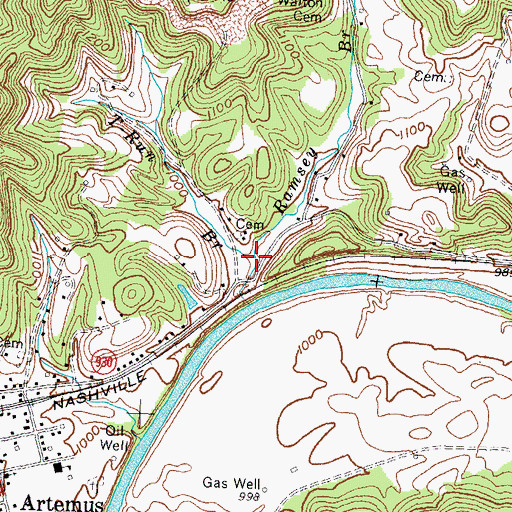 Topographic Map of T-Run Branch, KY