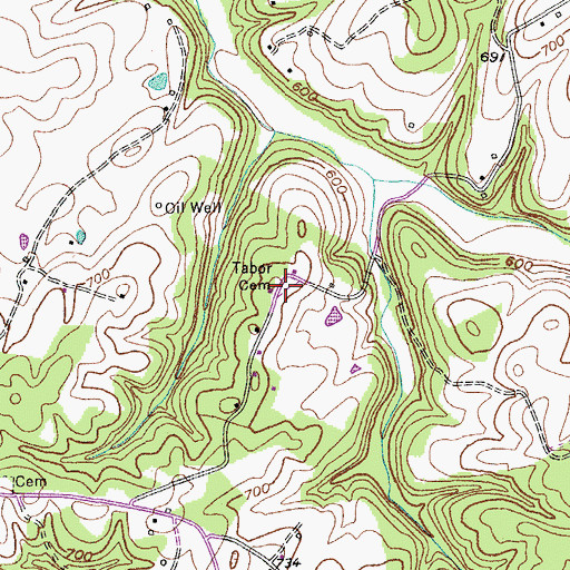 Topographic Map of Tabor Cemetery, KY