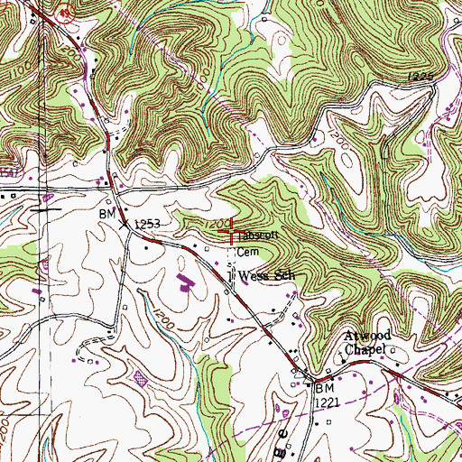 Topographic Map of Tabscott Cemetery, KY