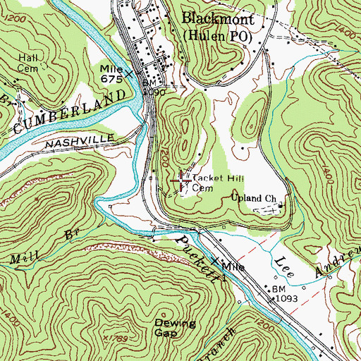 Topographic Map of Tacket Hill Cemetery, KY