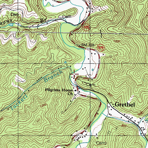 Topographic Map of Tackett Branch, KY