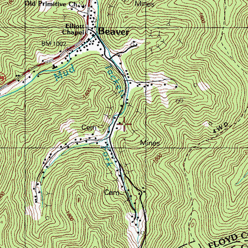 Topographic Map of Tackett Fork School, KY