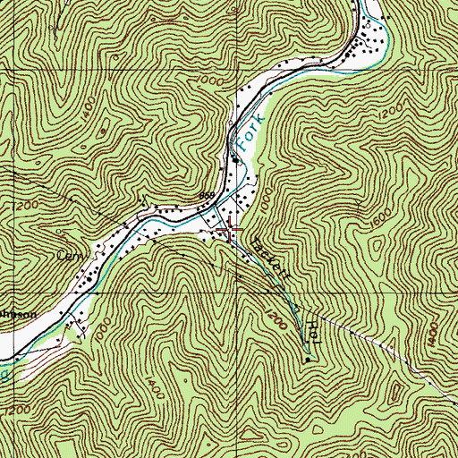 Topographic Map of Tackett Hollow, KY