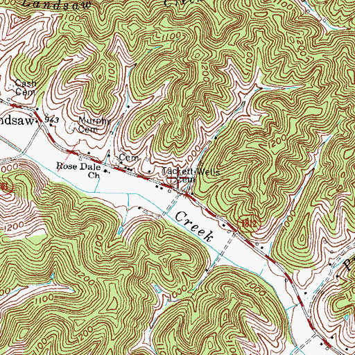 Topographic Map of Tackett-Wells Cemetery, KY