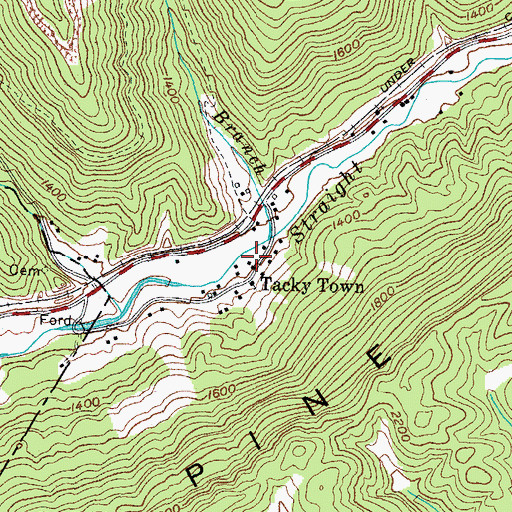 Topographic Map of Tacky Town, KY