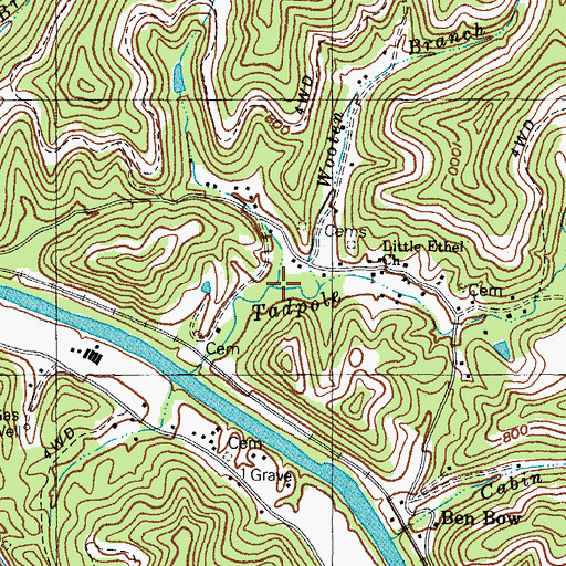 Topographic Map of Tadpole Branch, KY