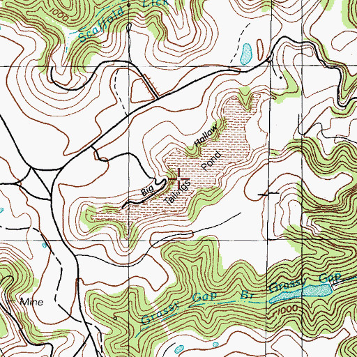 Topographic Map of Tailings Pond, KY