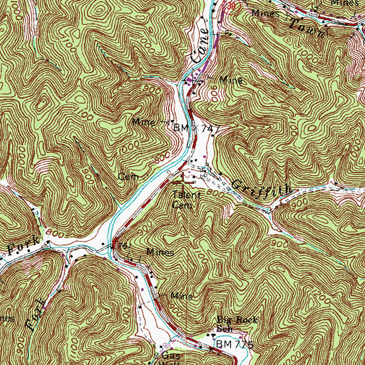 Topographic Map of Talent Cemetery, KY