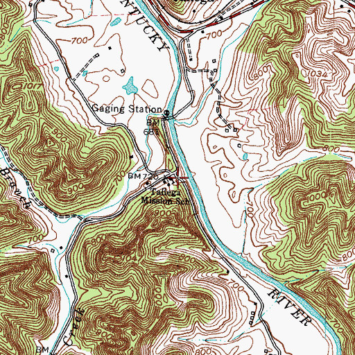 Topographic Map of Tallega Mission School, KY