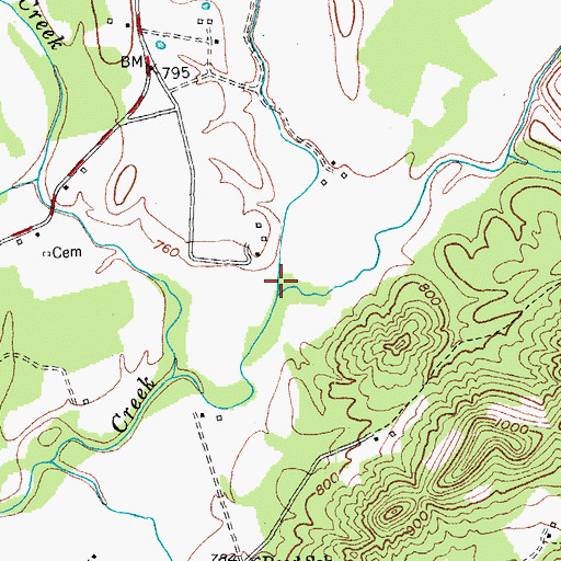 Topographic Map of Tallow Creek, KY