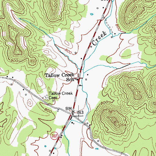 Topographic Map of Tallow Creek School, KY