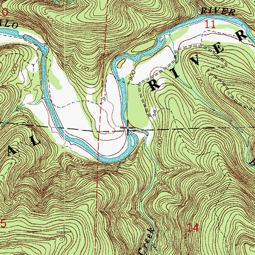 Topographic Map of Indian Creek, AR