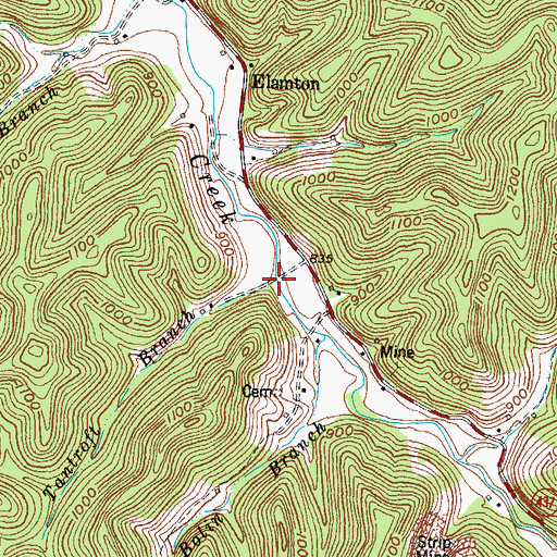 Topographic Map of Tantroft Branch, KY