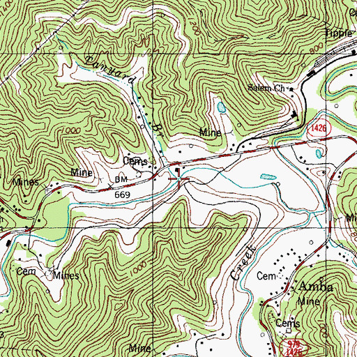 Topographic Map of Tanyard Branch, KY