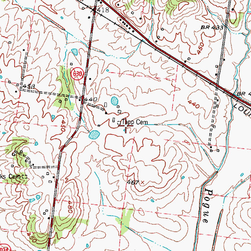 Topographic Map of Tapp Cemetery, KY