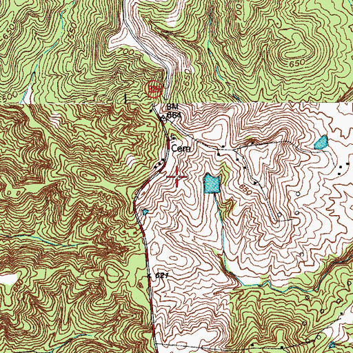 Topographic Map of Tar Fork Church, KY